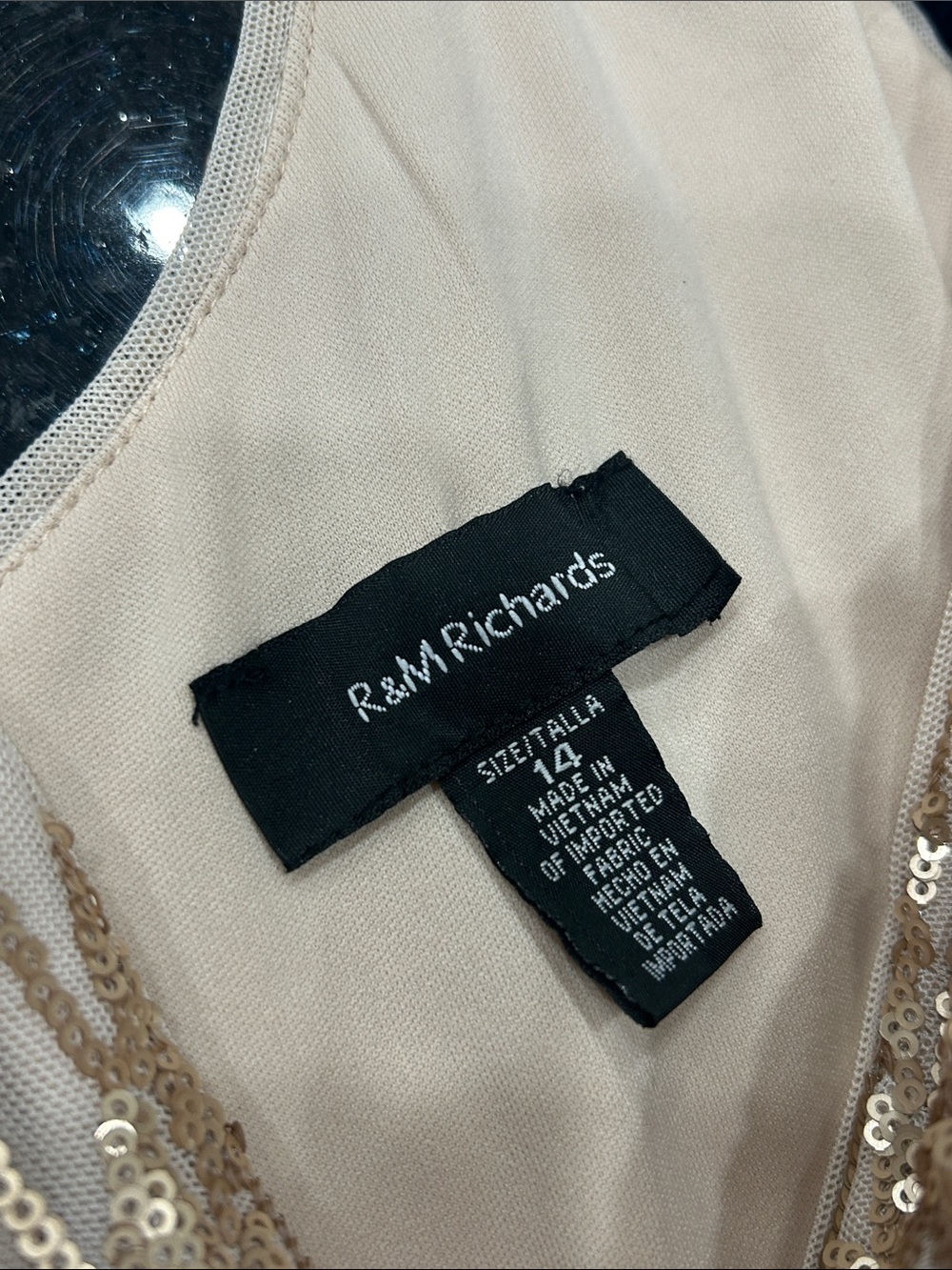 R&M Richards Aurora Dreamscape Evening Gown Ivory & Gold Hand-Beaded W/ Cover 14 - Picture 3 of 11